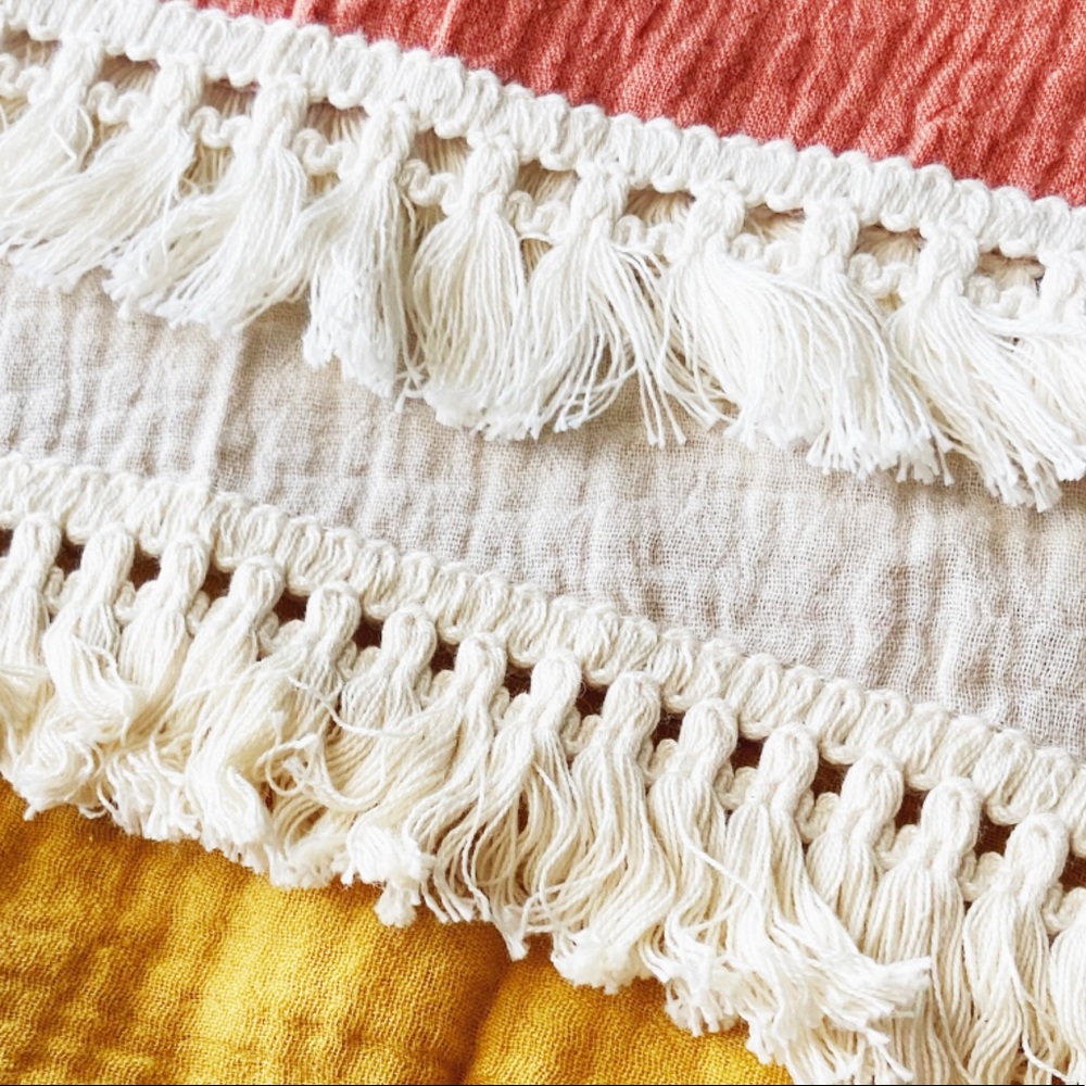 ⭐️ BOGO ⭐️ HP Boho Fringe Muslin Swaddle-Sand Beige - Picture 7 of 8